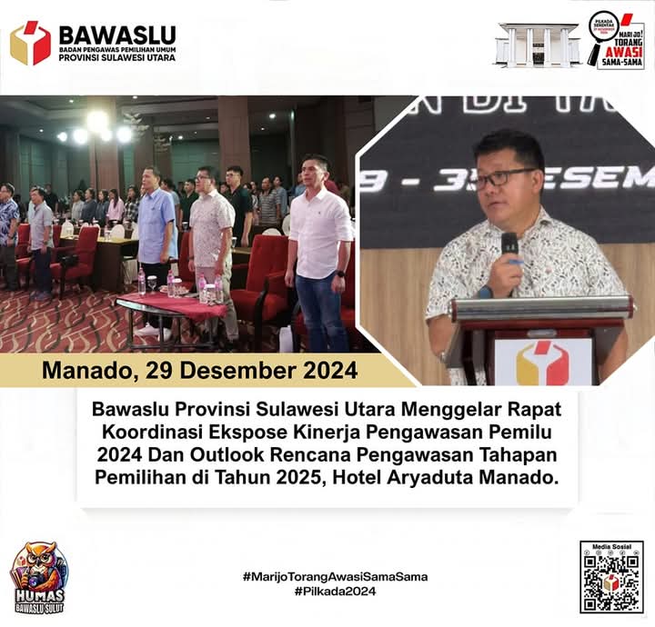 Bawaslu Sulut Gelar Rakor Untuk Memaparkan Kinerja Pengawas Pemilu 2024
