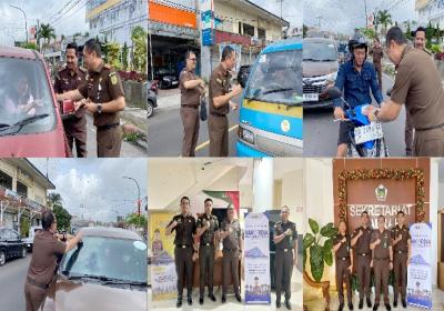 Peringati Hakordia 2025, Kejari Tomohon Bagi-bagi Stiker Anti Korupsi